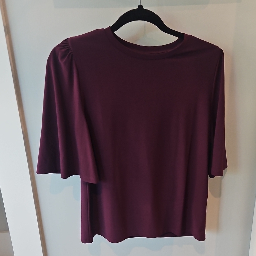 Free Press Deep Burgundy Short Sleeve Top